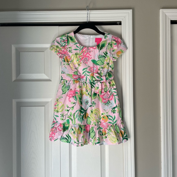 Lilly Pulitzer Girls Alexandra Cotton Dress Multi Via Amore Spritzer - Picture 2 of 10